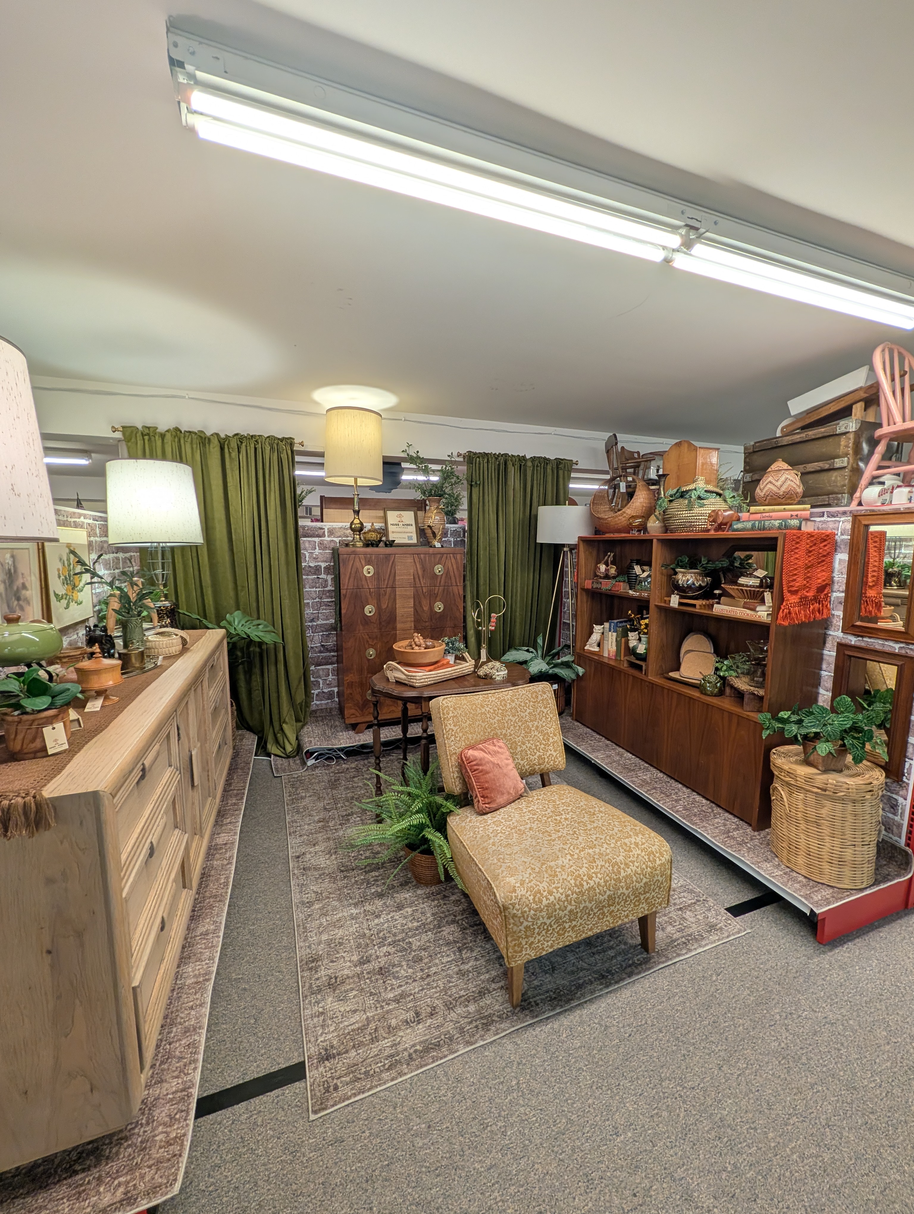 Moss + Amber Vintage booth at Weaver Treasures Antique Mall